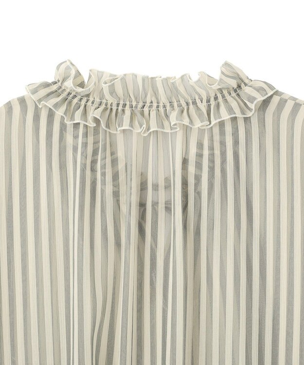 YECCA VECCA ギャザーリボンブラウス Stripe