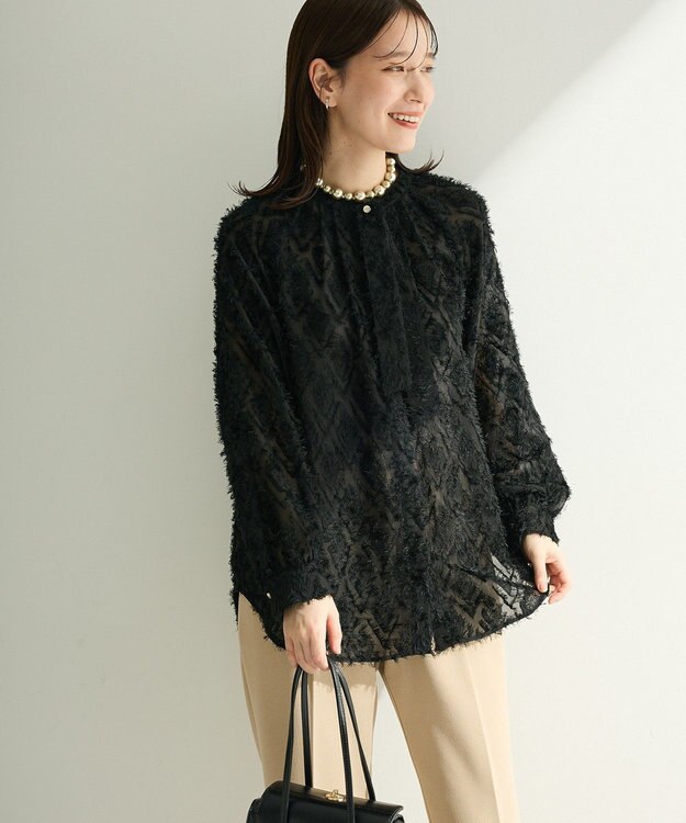 Green Parks Ｏ．フサフサ２ｗａｙボウタイブラウス Black