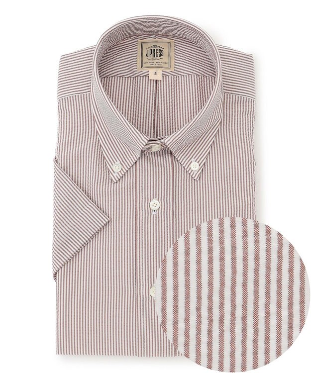 J.PRESS MEN 新色追加【 高通気性 / 軽量 / ノンアイロン / 撥水】【BEAT HEAT SYSTEM】半袖シャツ / B.D. ワイン系1