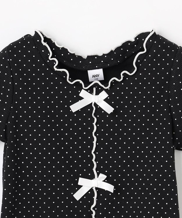 ANY KIDS 【一部店舗/WEB先行販売アイテム】ドット×リボン 半袖Tシャツ ブラック