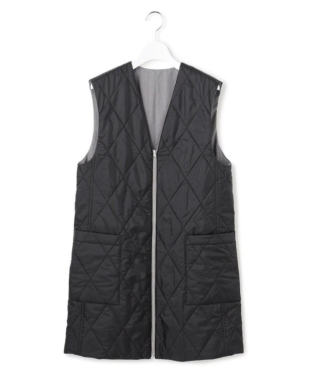 ICB 【洗える・リバーシブル着用可】T/Wツイルキルト リバーシブル パディング ジレ ライトグレー系