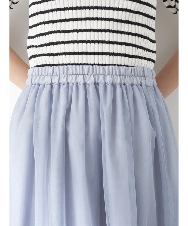 earth music&ecology ティアードチュールスカート Grayish Blue