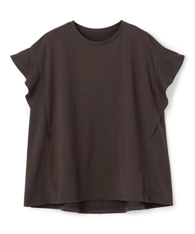 UNFILO プレーティング フレアスリーブ Tシャツ ブラウン