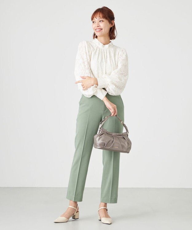 LA BAGAGERIE シープレザー　ギャザーミニバッグ ガンメタリック