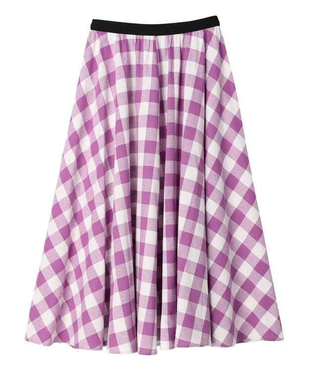 Green Parks ・ｆｕｒｒｙ　ｒａｔｅ　ギンガムバイアススカート Purple