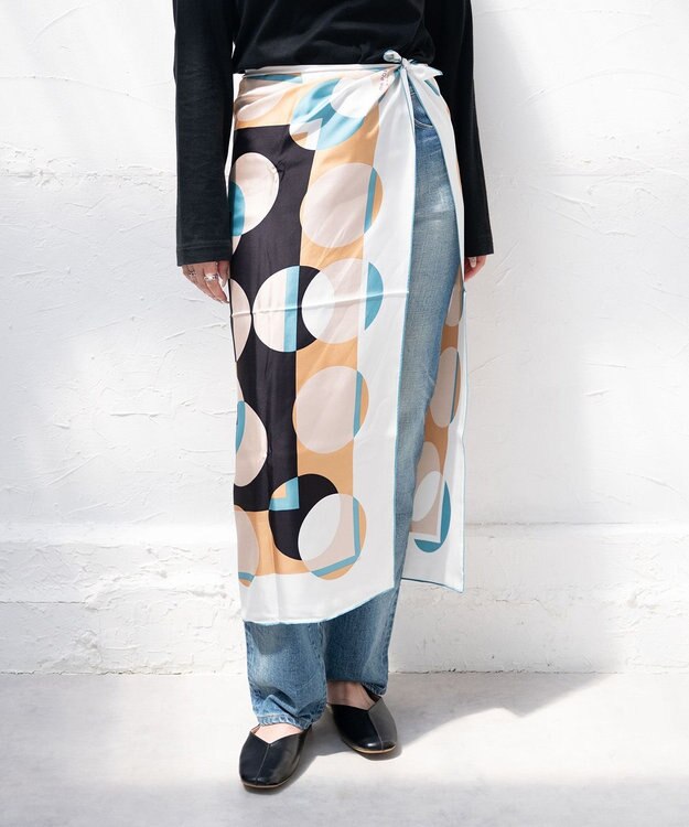 Marca ＜秋の新色！＞ 【the PORT by marca】LIGHT 大判 シルクツイル スカーフ CAMEL