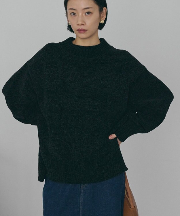 AMERICAN HOLIC ベロアモールニットプルオーバー Black