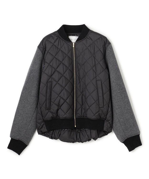 BEIGE， 【GISELe 10月号掲載】DOVER / 異素材ウールキルティングブルゾン Black × Charcoal