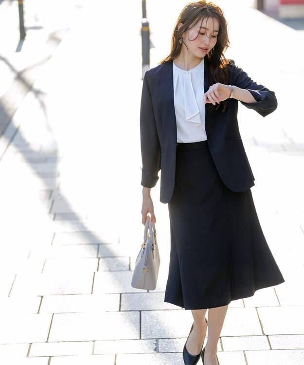 ANY SIS 【UVカット・接触冷感・吸水速乾】スマートビューティストレッチ ノーカラージャケット ネイビー