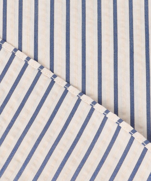 J.PRESS MEN 【KING SIZE】【クールマックス】サッカー マルチストライプ バンドカラーシャツ ベージュ系1