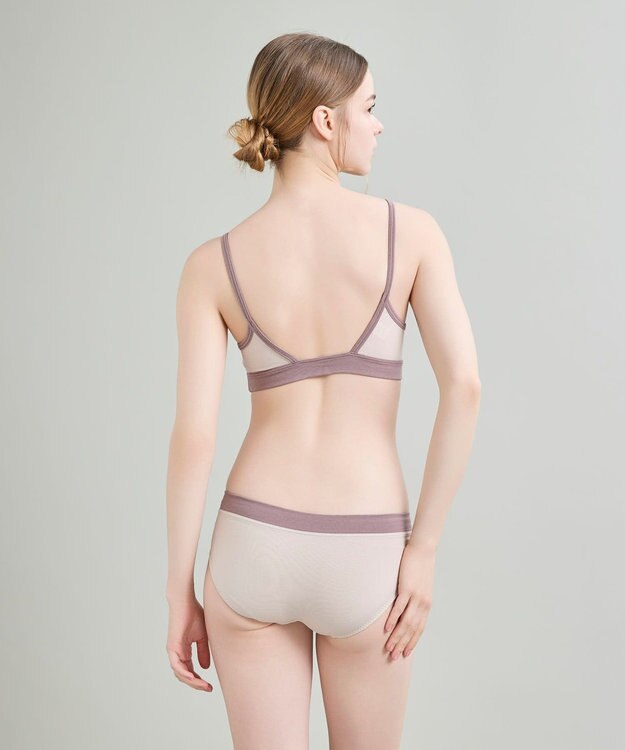 une nana cool 綿ベア天竺 カラーブロッキング ノンワイヤーブラジャー ナチュラル