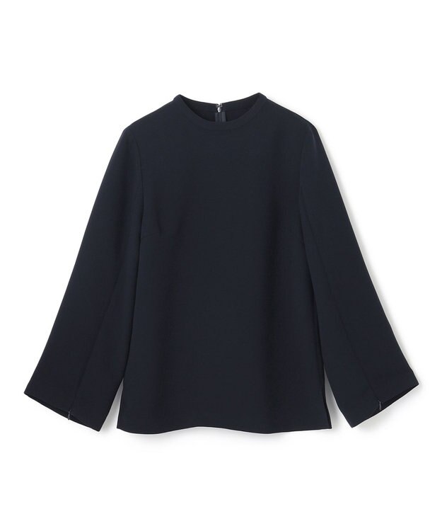 uncrave 【防シワ・洗濯機洗い可】ウォッシャブルダブルクロス スリットスリーブ ブラウス（uncrave STANDARD） ネイビー