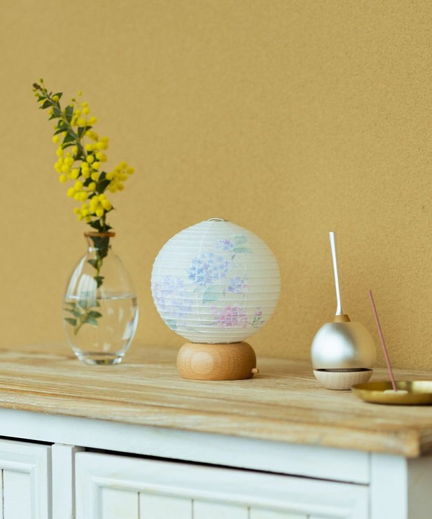 ちょうちん堂 【あかり道】〈手書絵付〉アジサイ ちょうちん ライト ホワイト