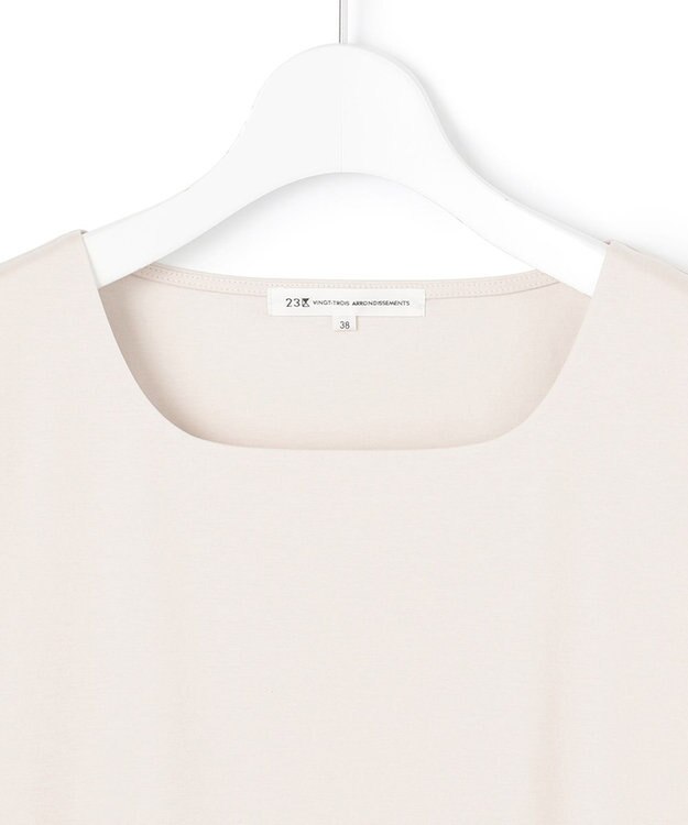 23区 L 【洗える】ダブルスムース スクエアネック カットソー アイボリー系