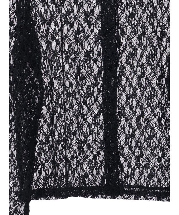 earth music&ecology ポコポコレースブラウス Black