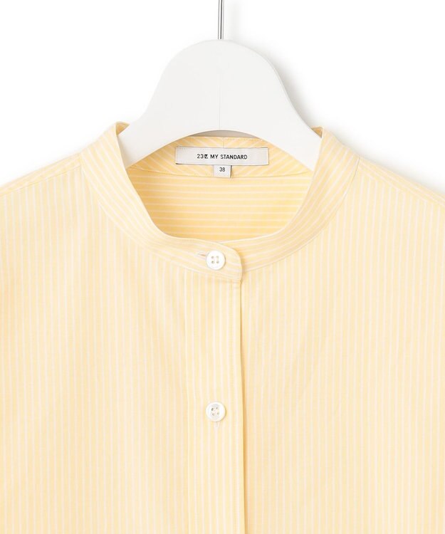 23区 【Oggi4月号掲載/洗える】CANCLINI バンドカラー シャツ レモンイエローストライプ