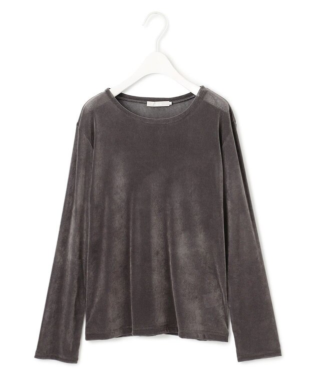 ICB L 【洗える】フロッキーベロア プルオーバー チャコール系