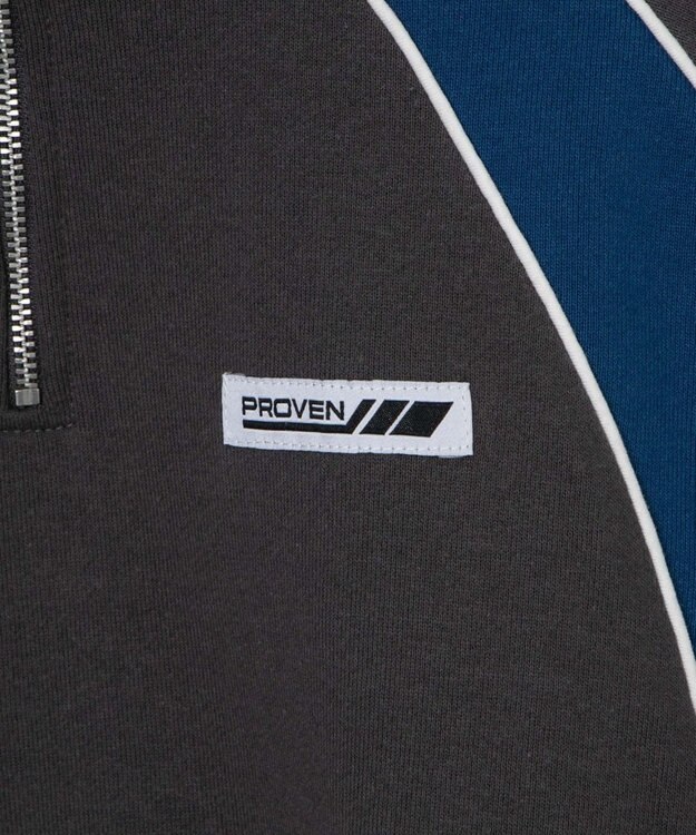 WEGO パイピング切替ショートハーフZIPスウェット スミクロ