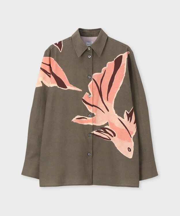 Paul Smith La Peche パネルプリント シャツ カーキ