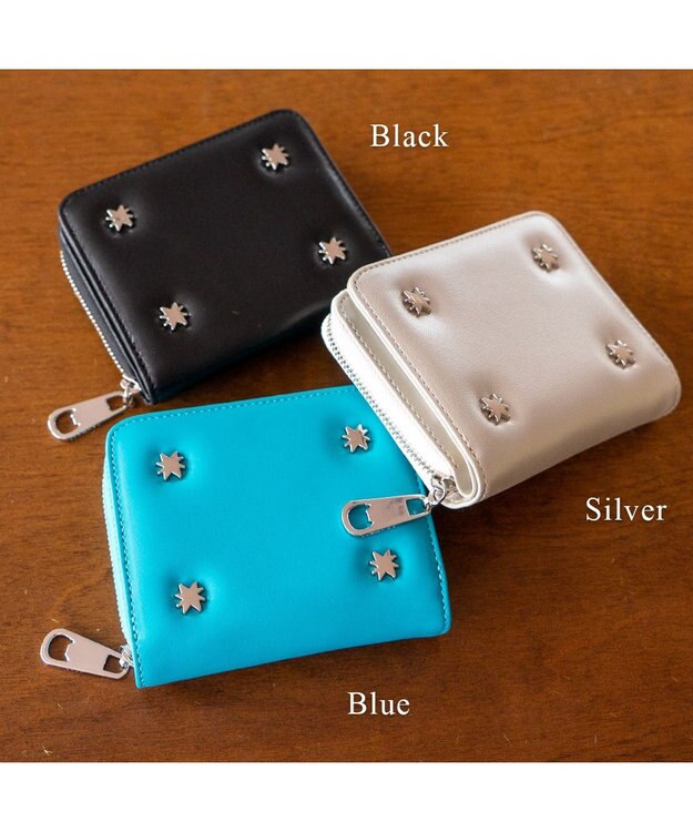 tsumori chisato CARRY スター ラウンドファスナー2つ折り財布 ブルー