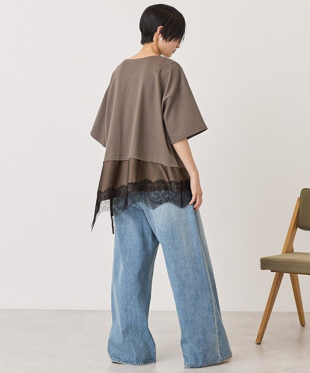 AMERICAN HOLIC レースドッキングＴシャツ Charcoal Gray