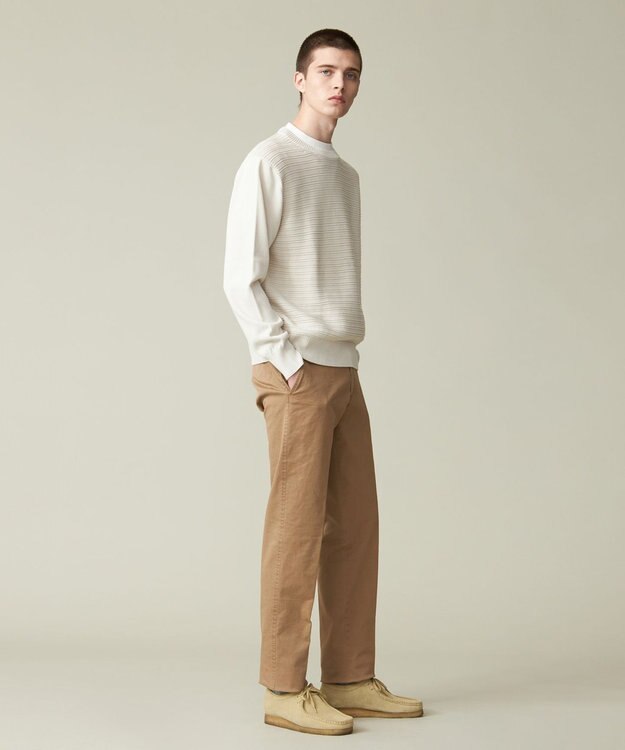 J.PRESS MEN ドライコットン シャドーボーダーニット ライトグレー系