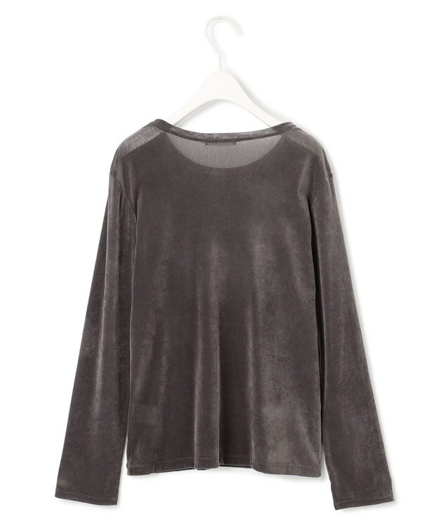 ICB L 【洗える】フロッキーベロア プルオーバー チャコール系