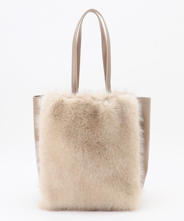 自由区 【カタログ掲載】ファーコンビ トートバッグ モカ×オフ