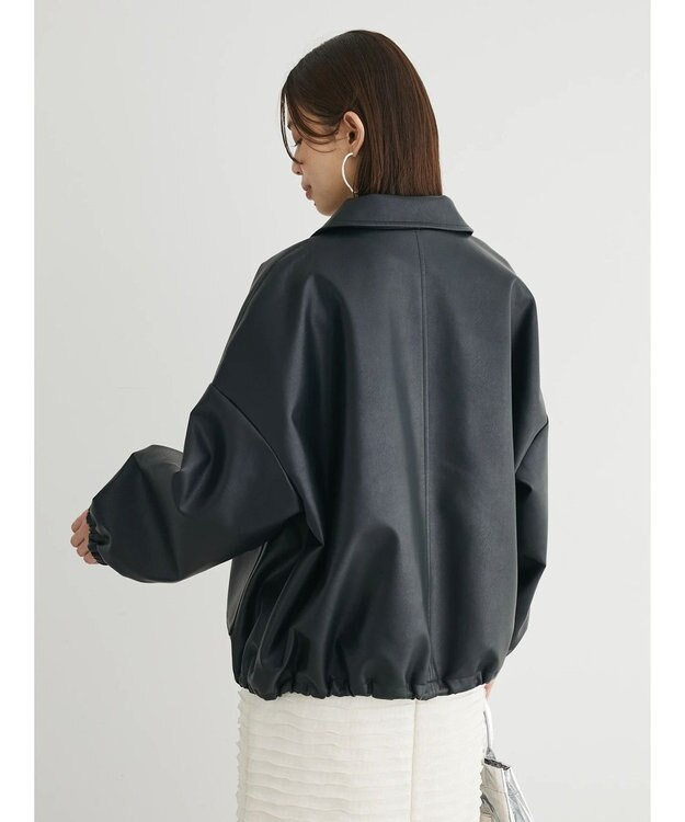 Green Parks ・ＥＬＥＮＣＡＲＥ　ＤＵＥ　合皮ステンカラーブルゾン Black