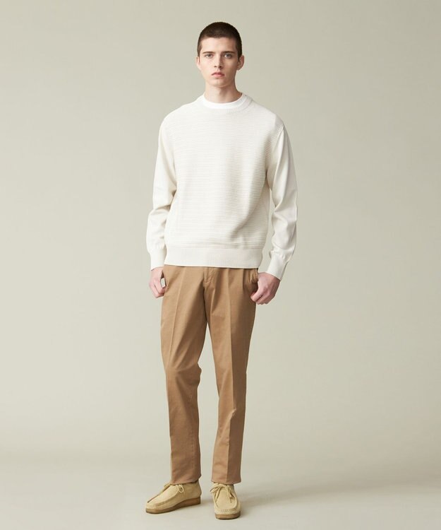 J.PRESS MEN ドライコットン シャドーボーダーニット ライトグレー系