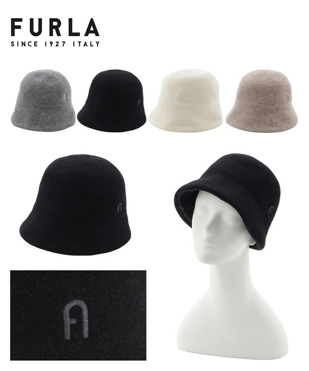 MOONBAT FURLA(フルラ) バスク つば裏ラインクロッシェハット 日本製 ブラック