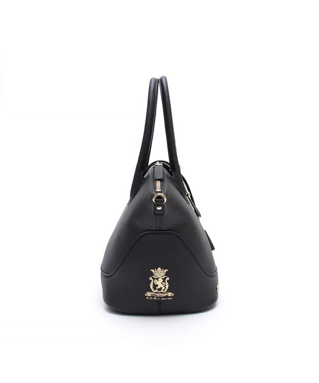 A.D.M.J. 【牛革】モーツァルト/バイカラーノーブルファスナートート25cm(ショルダーストラップ付) BLACK×BLACK