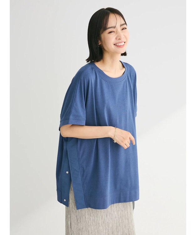 Green Parks フレンチスリーブ脇ドッキングカットプルオーバー Blue