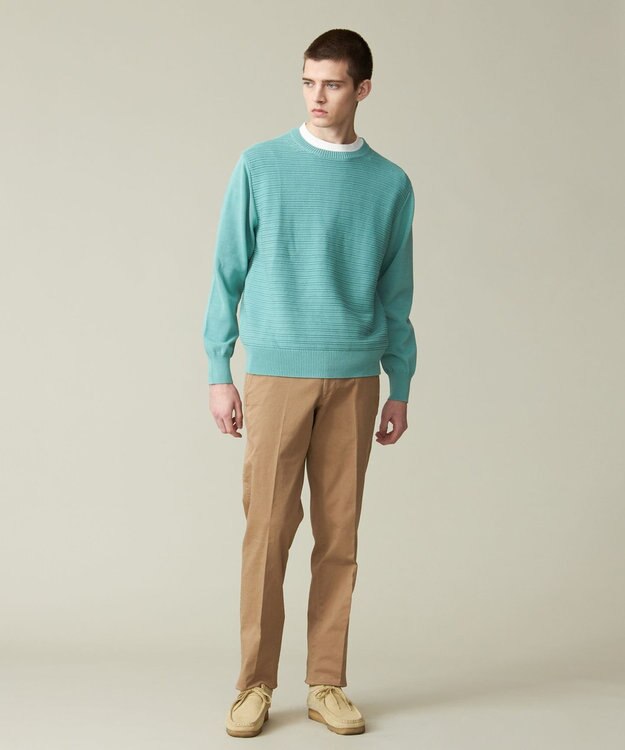 J.PRESS MEN ドライコットン シャドーボーダーニット ライトグリーン系