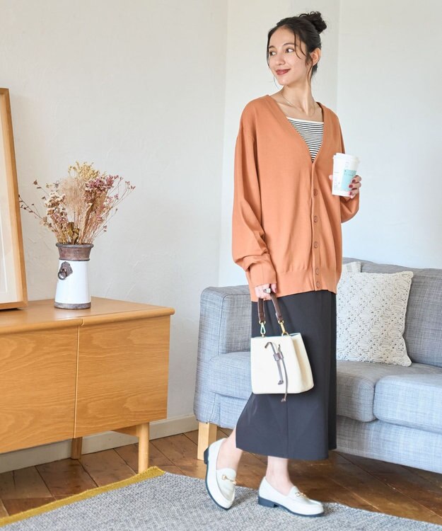 WEGO 【ユニセックス着用ITEM/MLサイズ展開】ドロップショルダーカーディガン オレンジ