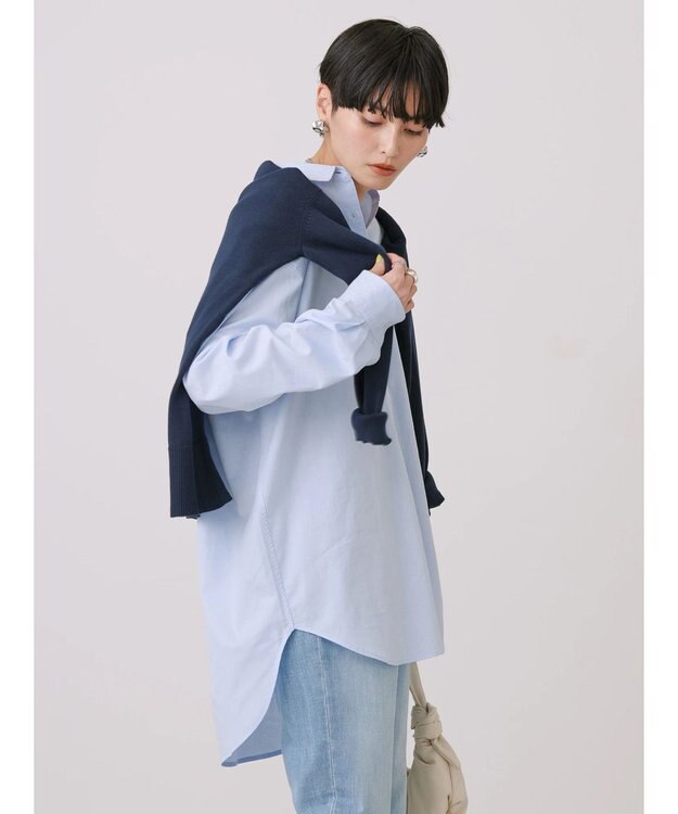 AMERICAN HOLIC ＵＶカット加工バックタックシャツチュニック Sax