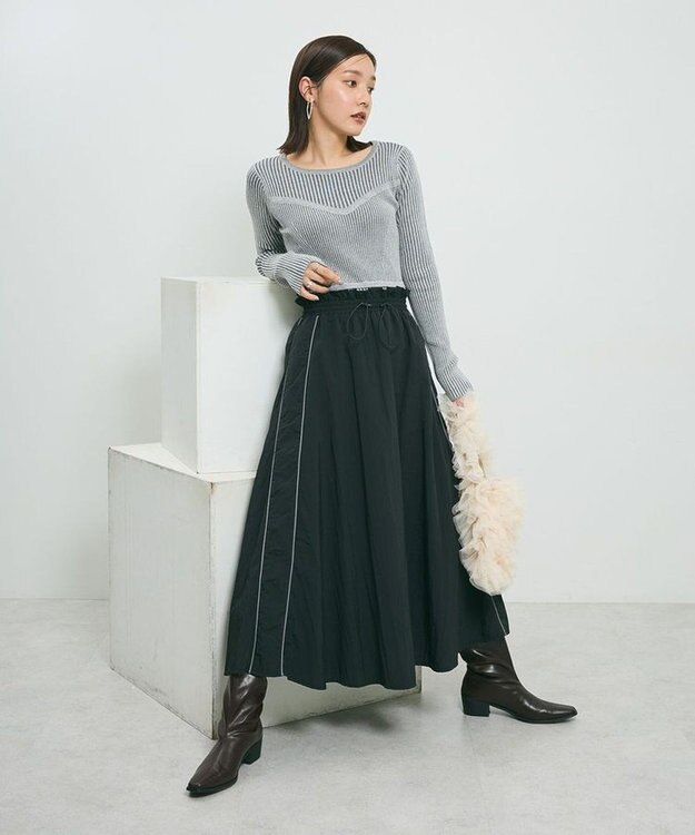 Green Parks ・ＡＮＤＳＥＡＲＣＨ　リブフェイクレイヤードニット Gray