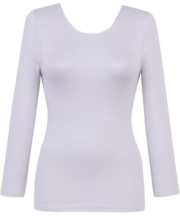Wing あったかインナー 綿混素材 裏起毛(肌側) よく伸びる素材 ストレッチ性 保温性 【ラクのびサーモ】 ネックせまめ 8分袖 長袖 秋 冬 EL6912 ウイング／ワコール パープル