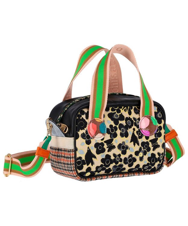 tsumori chisato CARRY マルチチェック 2way ミニボストン ハンドバッグ ショルダーバッグ オレンジ