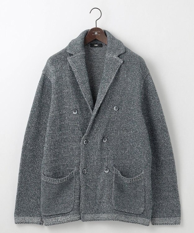 JOSEPH ABBOUD 【キングサイズ・イタリア糸使用】コットンリリヤーン ニット ジャケット ネイビー系