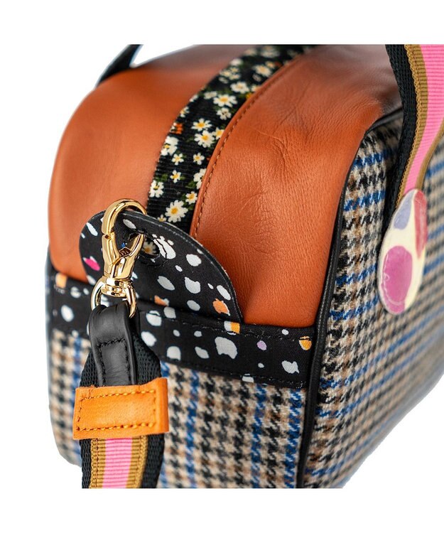 tsumori chisato CARRY マルチチェック 2way ミニボストン ハンドバッグ ショルダーバッグ ブルー