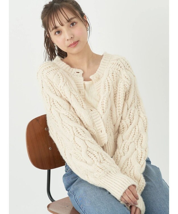 earth music&ecology ｍｉｘケーブルカーディガン Off White