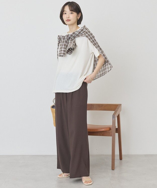 AMERICAN HOLIC 【先行予約】【マルチ機能】配色ステッチルーズTシャツ Ivory