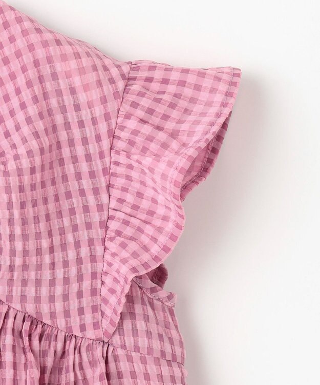 組曲 KIDS 【100㎝】ギンガムサッカー ワンピース ラズベリー