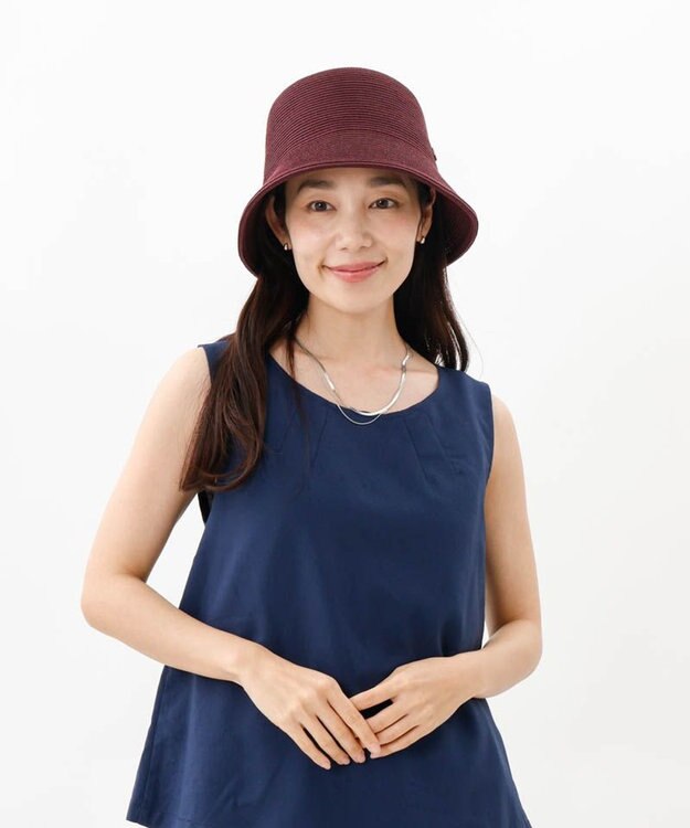 AURORA 【 LANVIN COLLECTION（ランバン コレクション） 】シルクブレードクロッシェハット ワイン