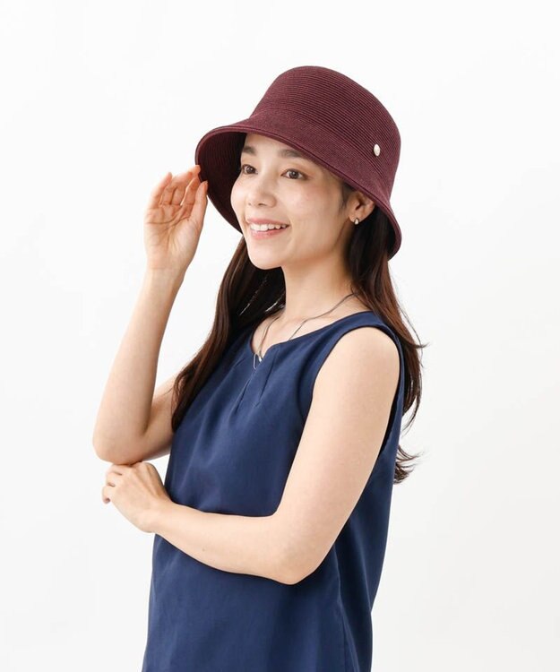 AURORA 【 LANVIN COLLECTION（ランバン コレクション） 】シルクブレードクロッシェハット ワイン