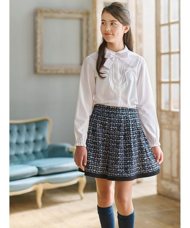 組曲 KIDS 【150-170㎝】リボンタイ2WAY ブラウス オフホワイト系