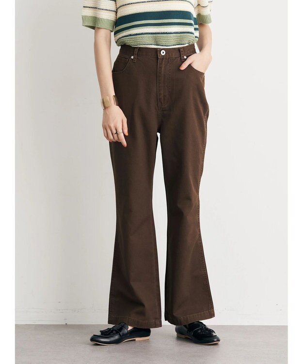 earth music&ecology カラーフレアパンツ Dark Brown