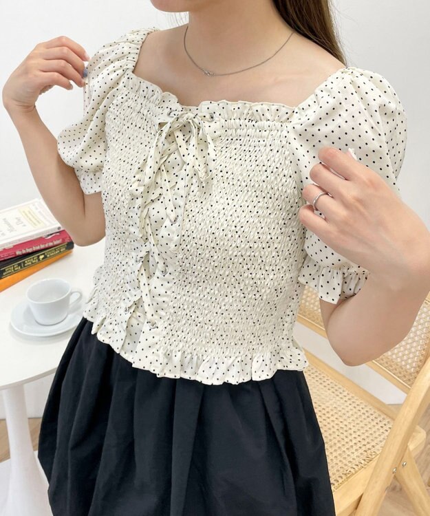 WEGO レースアップシャーリングブラウス ホワイトその他