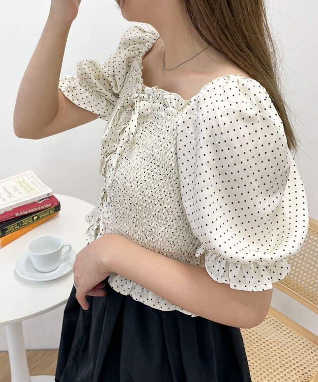 WEGO レースアップシャーリングブラウス ホワイトその他